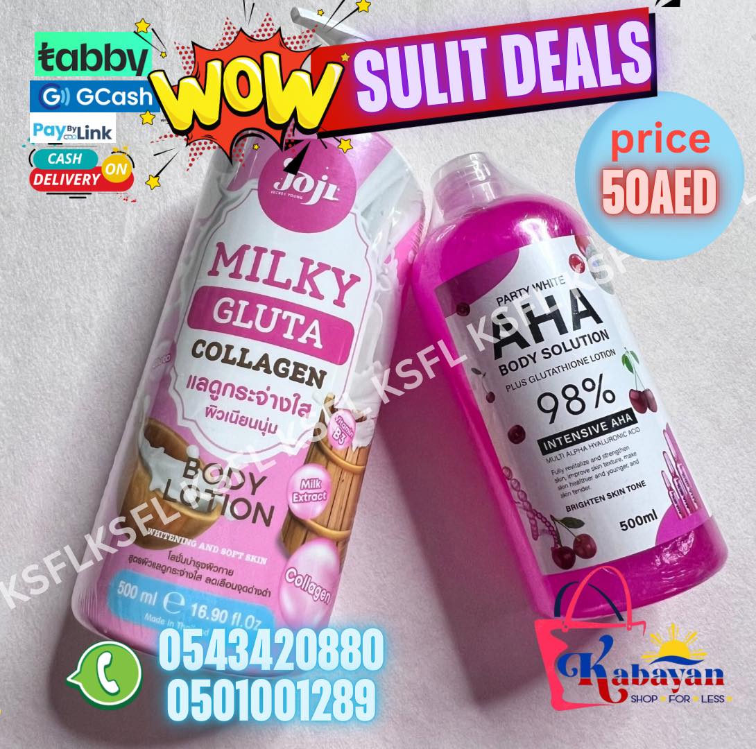 JOJI MILKY GLUTA COLLAGEN LOTION + PARTY WHITE AHA BODY SERUM - Image 1